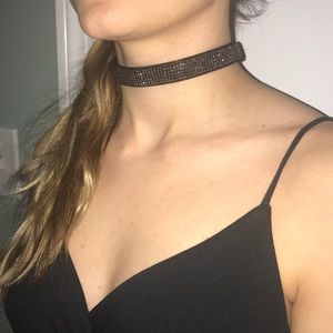 Metallic black Gem choker